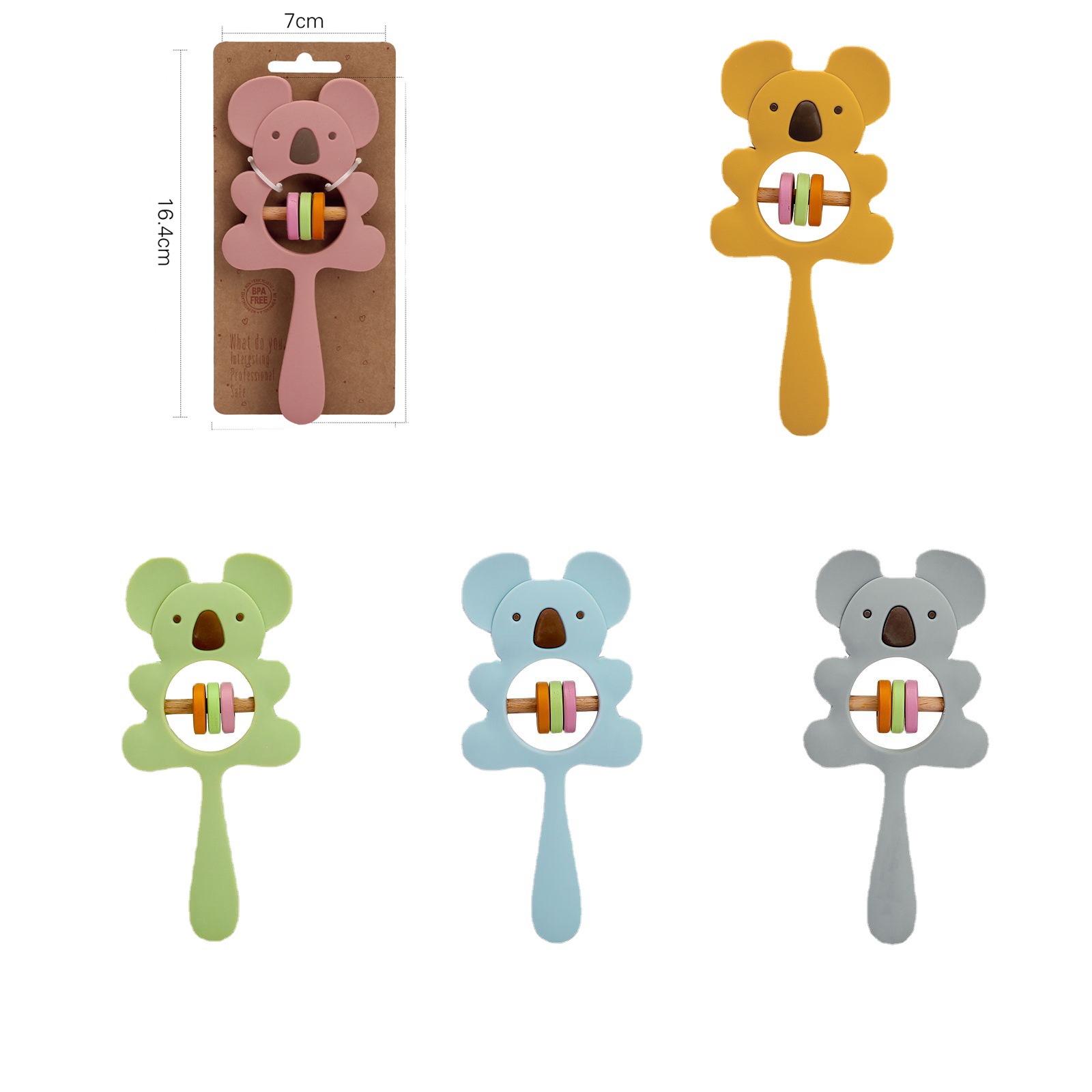 Picture of Silicone Koala Animal Baby Hand Catch Rattle Can Gnaw Gum Baby Soothing Puzzle Bell Elephant Hand Cattle