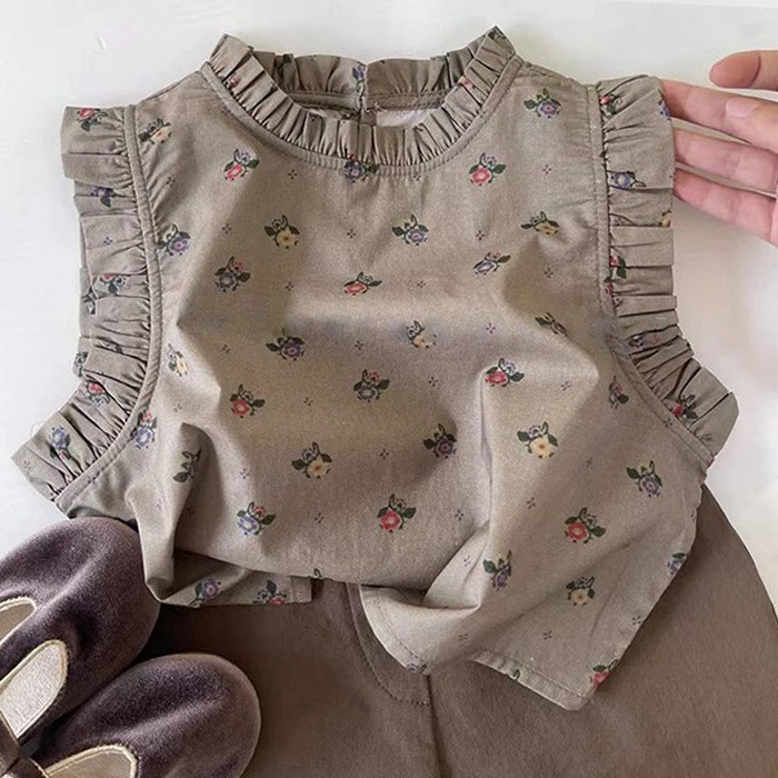 Picture of Girls Summer Suit 2025 New Style Floral Vest Shorts Kidsren's Fashionable Two-Piece Set Trendy Korean Style Kidsren's Clothing