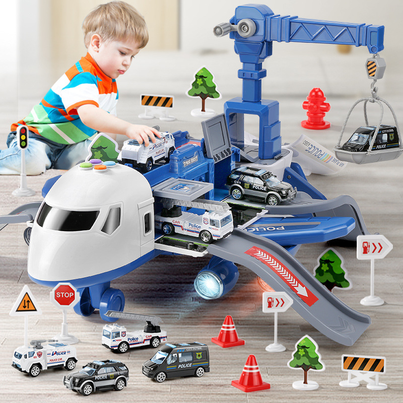 Picture of Cross-border explosions children's aircraft toy boy educational rail car large fire engineering alloy baby car