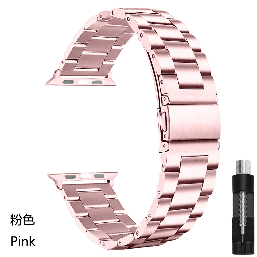 Picture of Suitable for Apple Watch Solid Stainless Steel Three-Bead Metal Business Strap