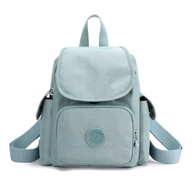 Picture of New multi-pocket women's backpack lightweight waterproof nylon cloth bag versatile candy color student schoolbag commuter bag