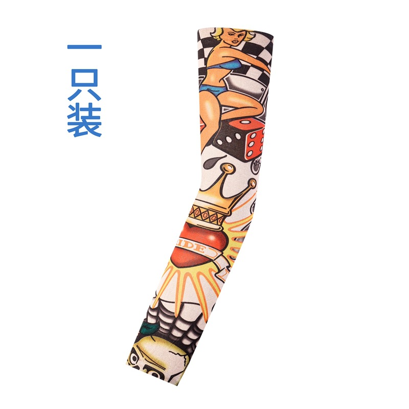 Picture of Outdoor Sleeve Tattoo Sleeve Seamless Men's and Women's Flower Arm Riding Sunscreen Sleeve Tattoo Arm Gifts