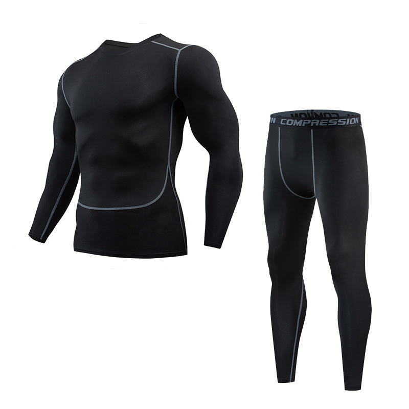 Picture of Fitness Clothes Running Clothes Men's Summer Ice Silk Quick-drying Clothes Equipment Training Hall Long-sleeved Physical Fitness Sportswear suit