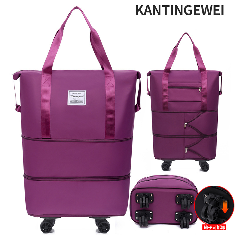 Picture of Large Capacity travel bag double-layer extended universal detachable wheel short trip cover trolley Oxford fitness anti-bag