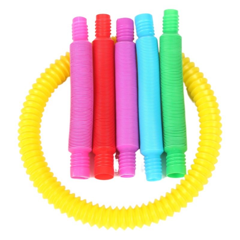 Cross-border pop tube color stretch plastic tube corrugated decompression tube vent telescopic tube decompression toy wholesale