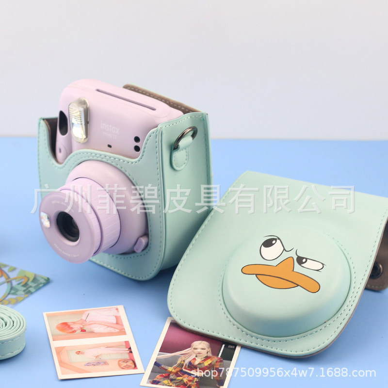 Angry Duckling Camera Bag Universal mini8/9 mini11 PU Camera Bag Solid Color Cartoon Camera Storage Bag