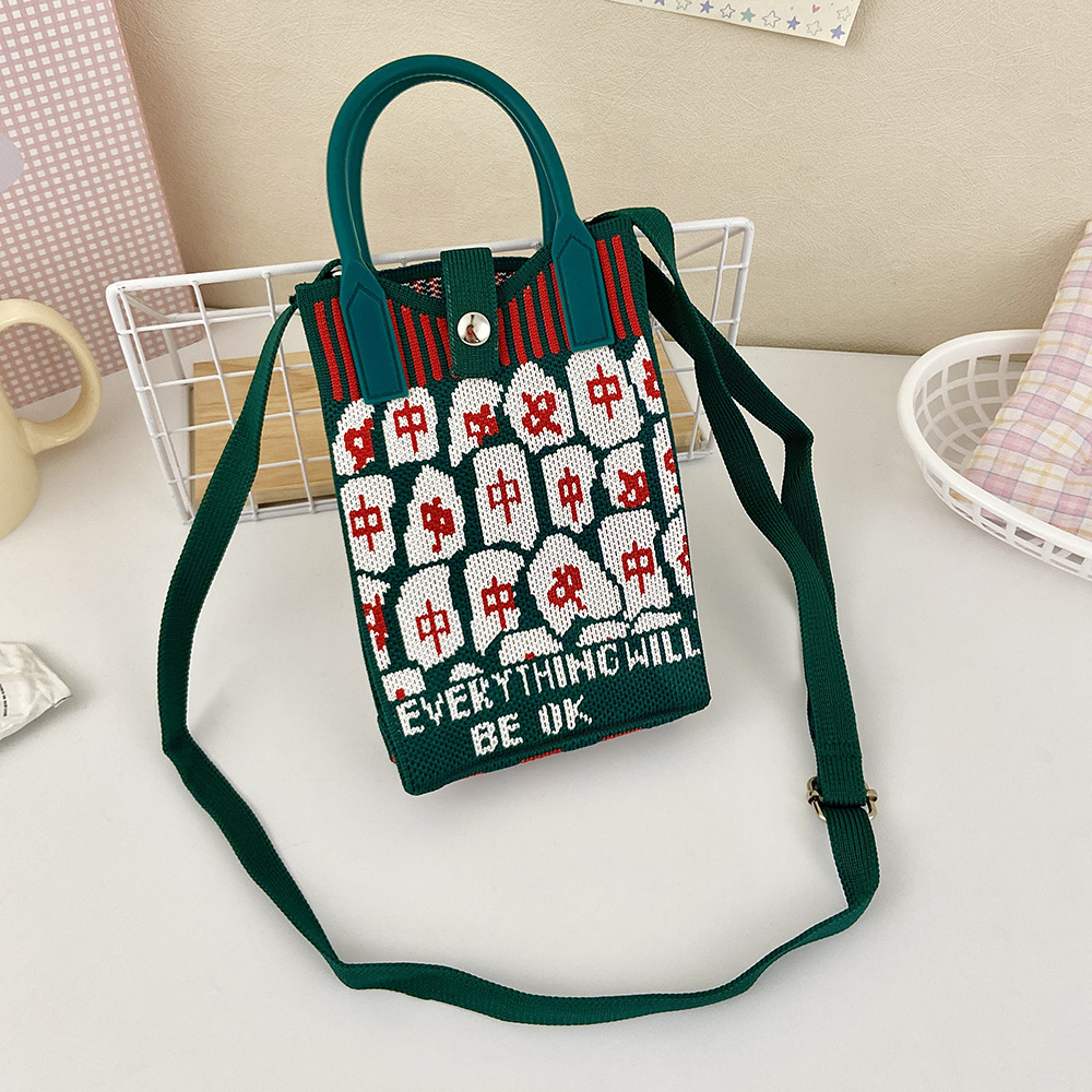 Picture of Shoulder Crossbody Mobile Phone Bag Cute Knitted Hand Bag Cartoon Large Capacity All-match Coin Purse Handbag Wholesale