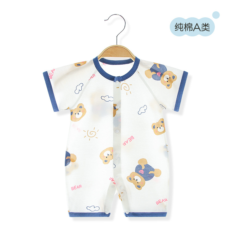 Picture of Spring and Summer Thin Children's Climbing Suit Outer Wear Pure Cotton Newborn Short-sleeved Baby Class A Baby Clothes All-in-one