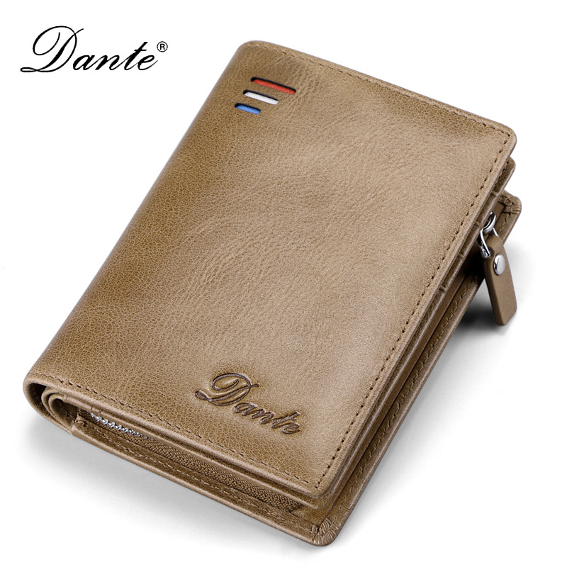 Picture of Dante Men's Wallet Short RFID Anti-theft Brush Change Zipper Wallet Large Capacity Card Bag Japanese and Korean Foreign Trade