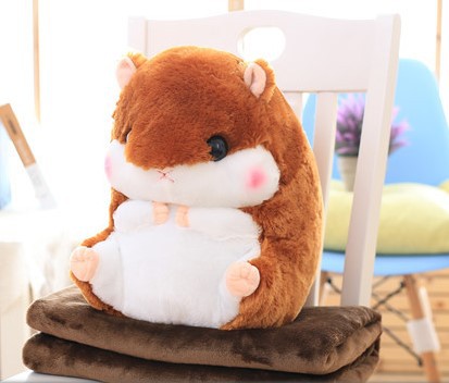 Picture of Hamster Cartoon Pillow Blanket Car Pillow Quilt Dual-purpose Cushion Quilt Large Air-conditioning Quilt Pillow Coral Fleece Blanket