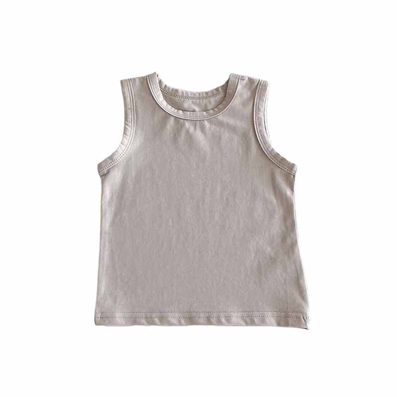 Picture of Summer Children's Vest Top Boy's and Boy's Baby's Pure Cotton Solid Color Sleeveless Shirt Baby's All-match Basic Base Shirt T-shirt