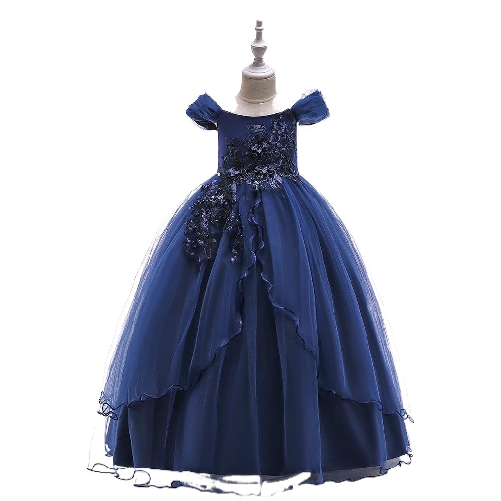 Foreign trade new girls dress three-dimensional flower dress evening dress Princess dress catwalk host performance clothing wholesale