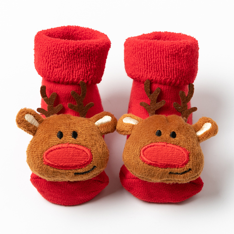 Picture of Newborn baby baby terry socks autumn and winter thick non-slip Christmas socks toddler red floor socks wholesale