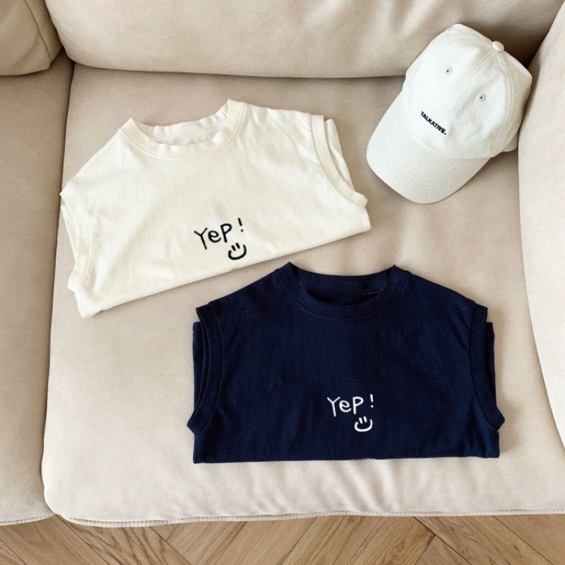 Picture of Pure Cotton Children's Cute Sleeveless T-Shirt 2024 Simple Small and Medium-Sized Boys and Girls Vest Top Summer Trendy T-Shirt