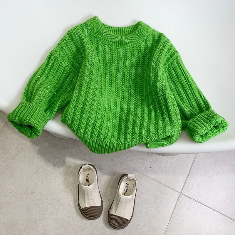2023 Autumn and Winter Fashionable Knitwear Jacket for Boys and Girls, Korean Style Handsome Warm Knitwear Green