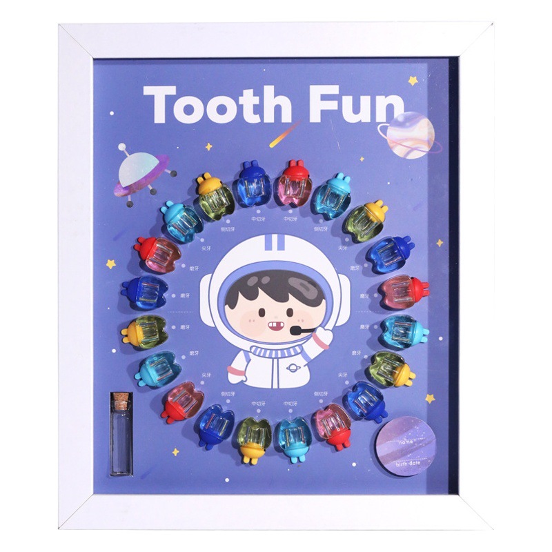 T9 Wooden Photo Frame Deciduous Teeth Box Transparent Crystal Teeth House Boys and Girls New Deciduous Teeth Storage Frame