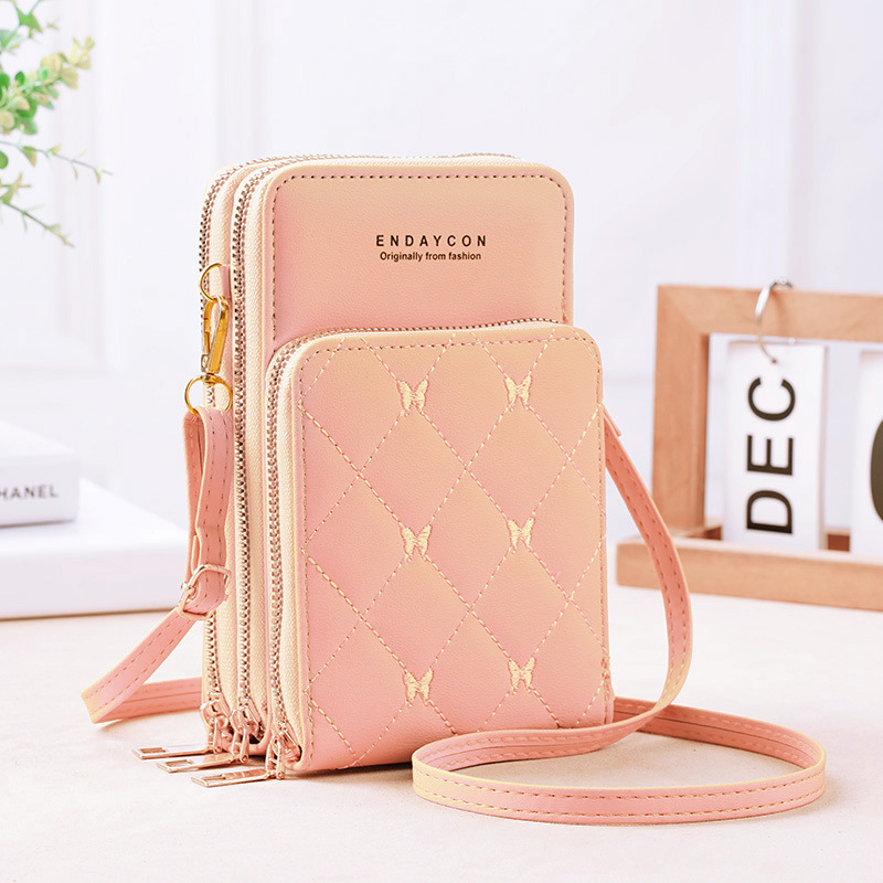 Picture of New Mobile Phone Bag Women's Korean-style Fashionable Multifunctional Crossbody Shoulder Bag Three-layer Zipper Solid Color Simple Mini Wallet