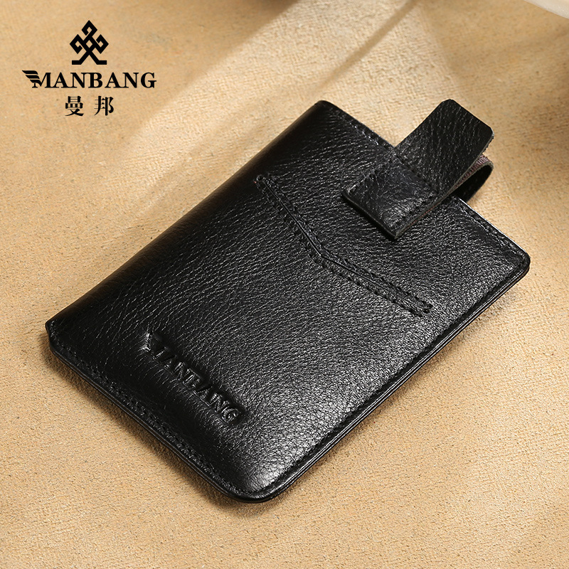 Picture of Cross-Border Dropshipping Manbang Men's Card Holder Anti-Theft Brush Thin First-Layer Cowhide Driver's License Leather Case Compact Mini Card Holder