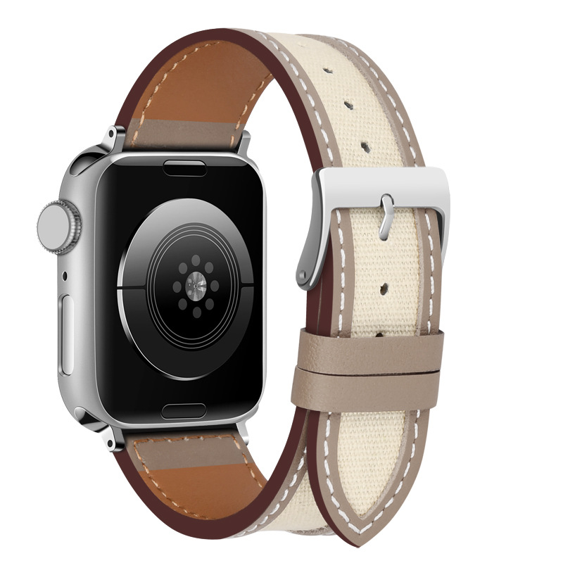 Picture of Spot Suitable for Apple Watch Genuine Leather Strap Apple Iwatch987654Se Contrasting Color Fashion Wristband