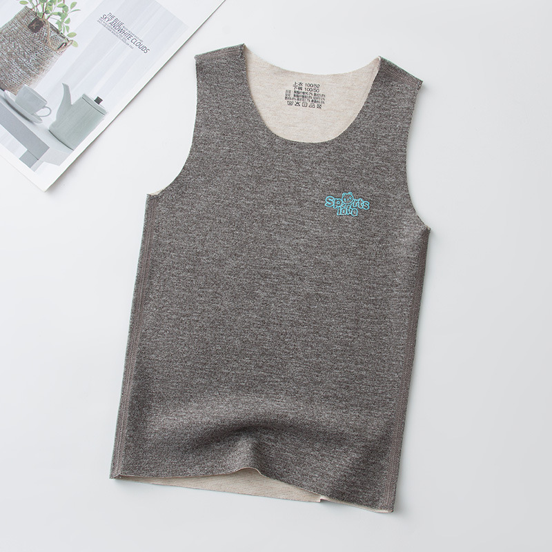 Picture of Children's silk vest autumn and winter girls' brushed bottoming shirt men's seamless cashmere underwear children's warm baby vest