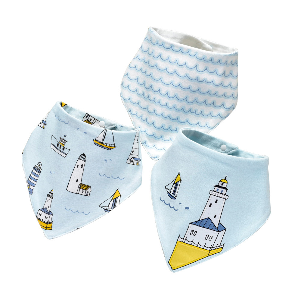 Picture of 3 PCTs Yinxiuli Pure Cotton Baby Slip Towel Baby Snaps Triangle Slip Towel Scarf Bib Bib Cross Border