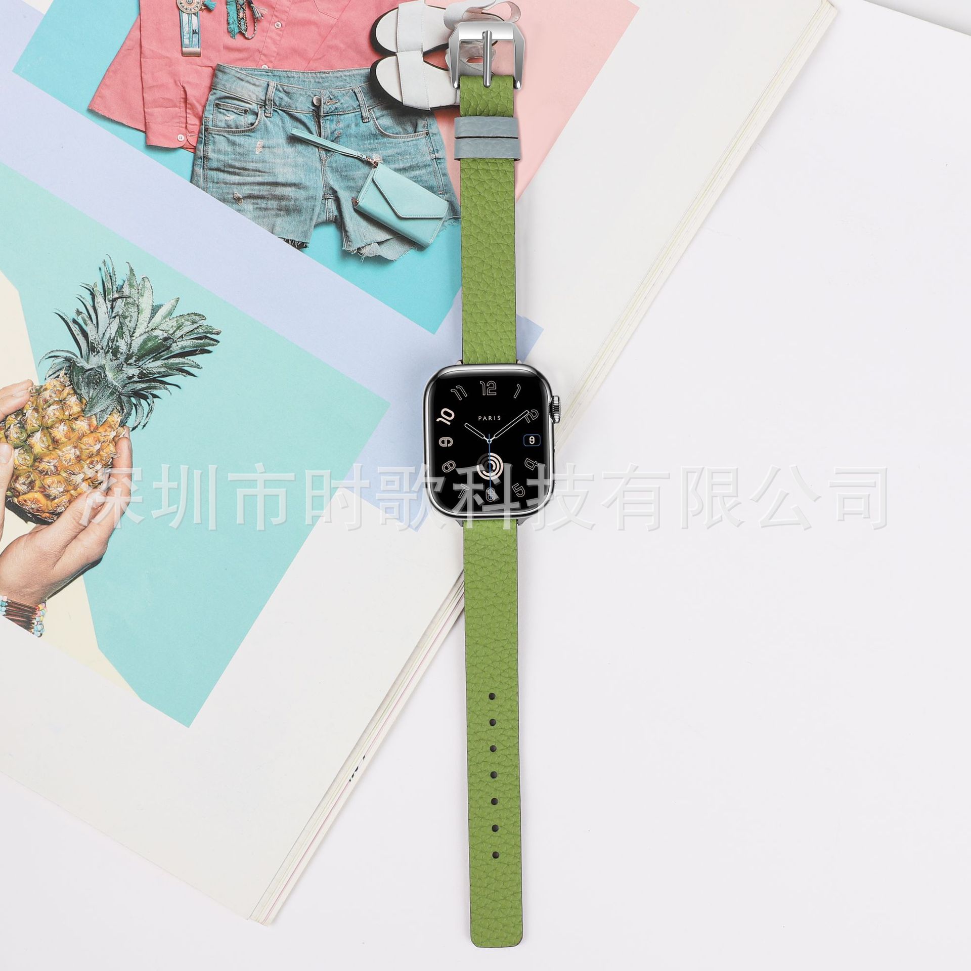 Picture of For apple watch strap litchi pattern appleiwatch1098Ultra leather autumn and winter thin strap wholesale
