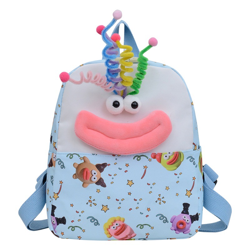 New Trend Double Backpack Funny Sausage Mouth Kindergarten Backpack Boys and Girls Cute Fashion Travel Backpack