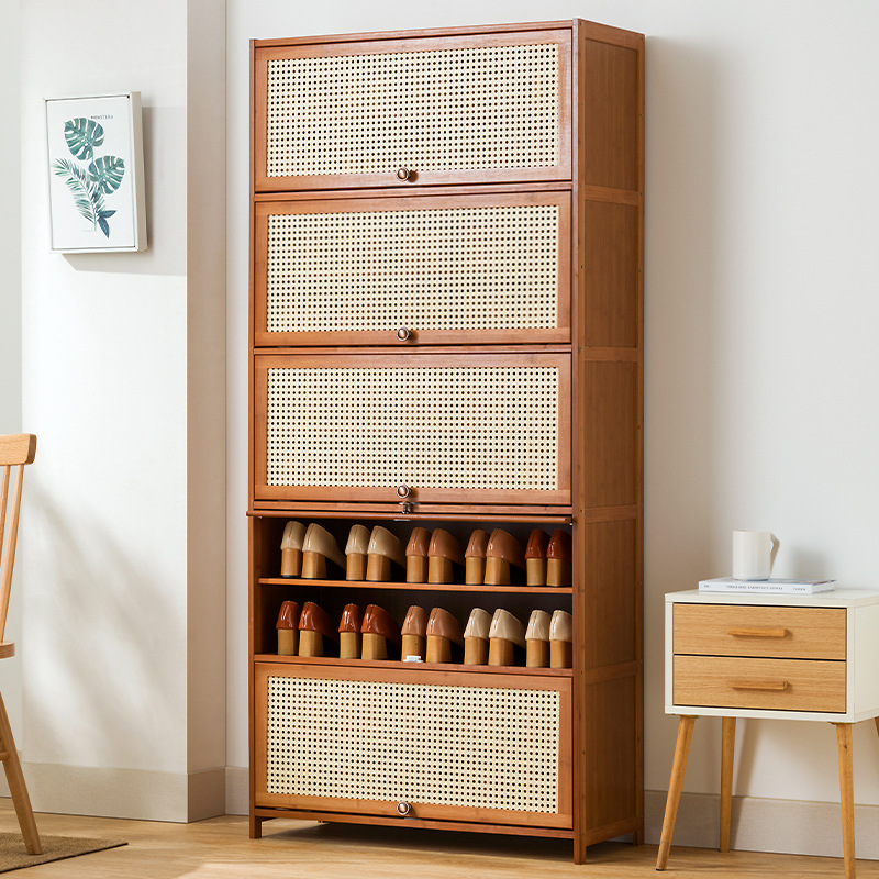 Picture of Rattan-like Shoe Cabinet Household Door Simple Shoe Rack Economical Storage Indoor Good-looking Storage Multi-layer Dustproof Dormitory