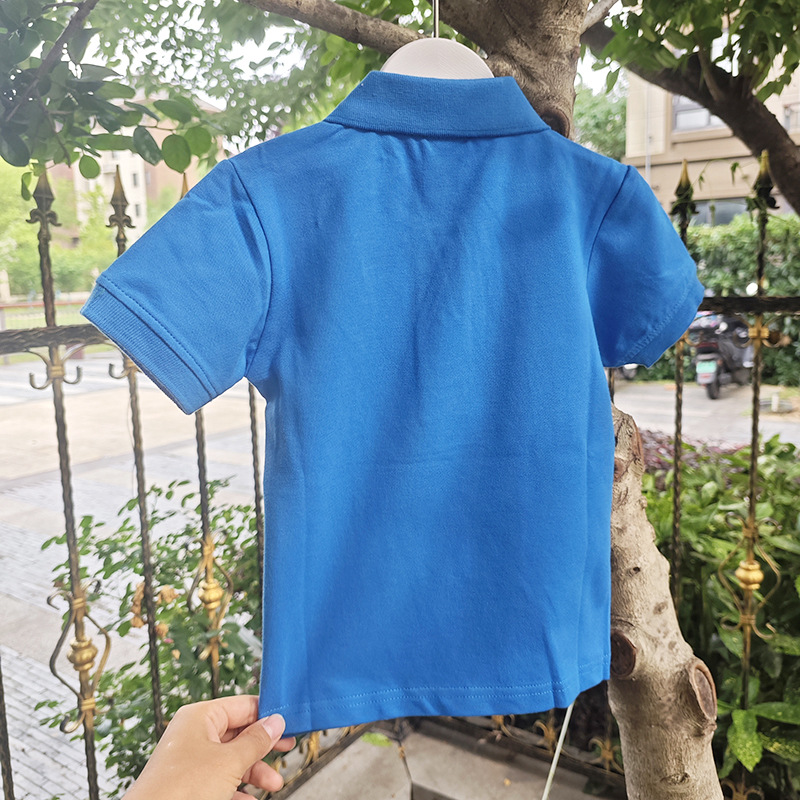 Picture of Beidoh Children's Summer Short Sleeve Polo Shirt Boys Girls Solid Color Embroidered Turn-Down Collar T-Shirt for Young Children