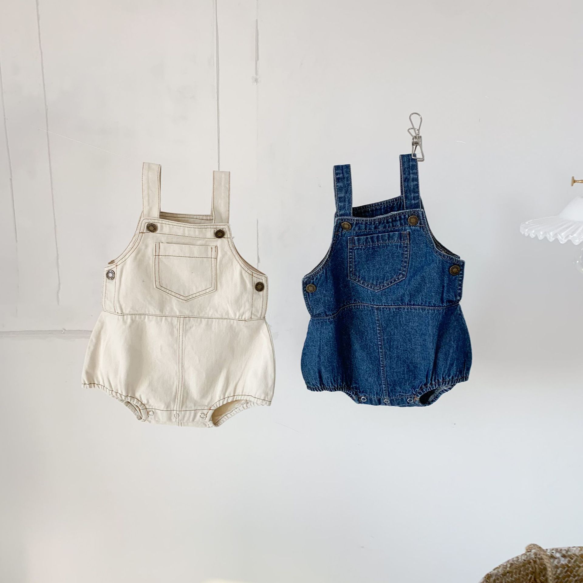 Picture of 2025 Spring and Summer Baby Denim Bag Fart Clothes 0-3 Years Old Baby Clothes Boys and Girls Cotton Jumpsuits Crawling Clothes