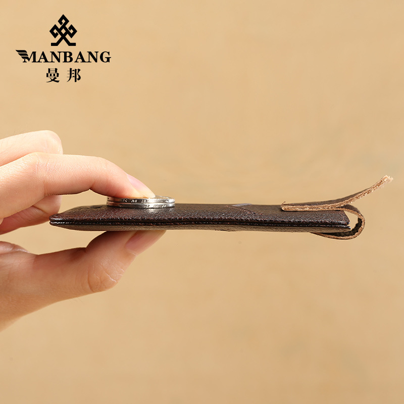 Picture of Cross-Border Dropshipping Manbang Men's Card Holder Anti-Theft Brush Thin First-Layer Cowhide Driver's License Leather Case Compact Mini Card Holder