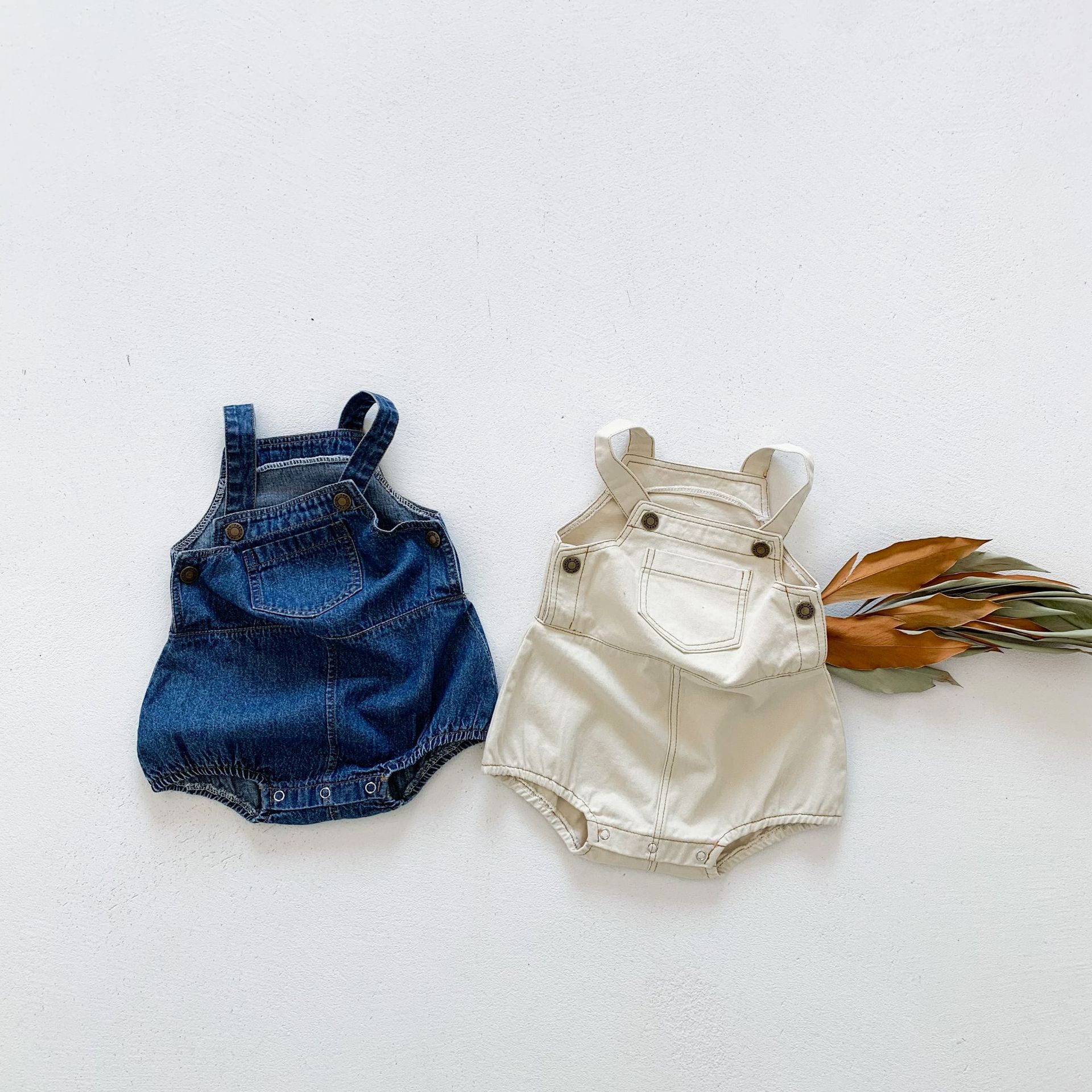 Picture of 2025 Spring and Summer Baby Denim Bag Fart Clothes 0-3 Years Old Baby Clothes Boys and Girls Cotton Jumpsuits Crawling Clothes