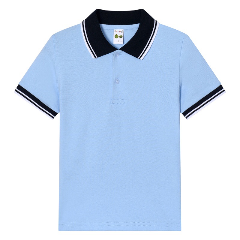 White T-shirt children's polo shirt short-sleeved cotton boys and girls lapel white school uniform one-piece delivery