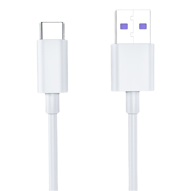 Type-C Data Cable 5A Fast Charging Suitable for Huawei Android Mobile Phone Charger Cable Single Head 1m White Charging Cable