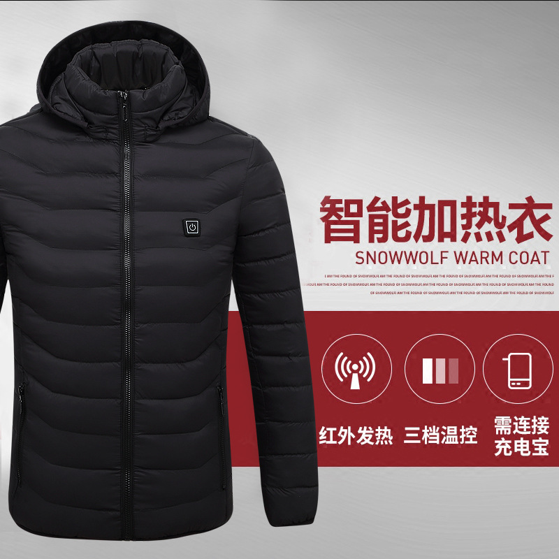 Picture of Cross-border new men's smart heating cotton-padded clothes USB charging couples down warm heating jacket cotton-padded jacket