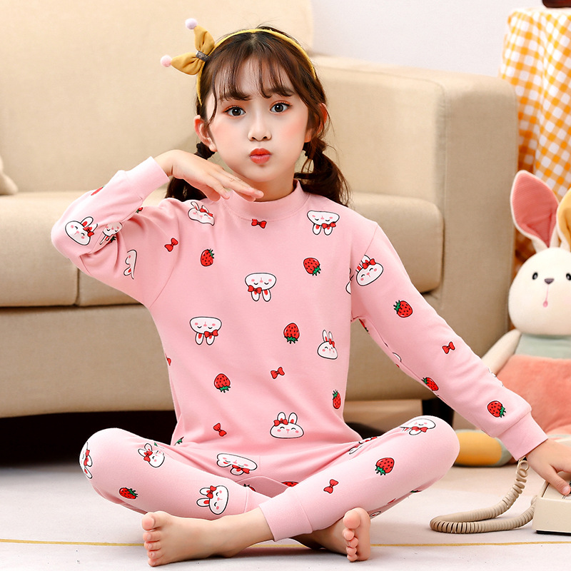 Picture of New Children's Cotton Home Clothes for Boys and Girls Autumn Clothes Large, Medium and Large Children's Middle Collar Thermal Underwear Suit Autumn Clothes Long Johns