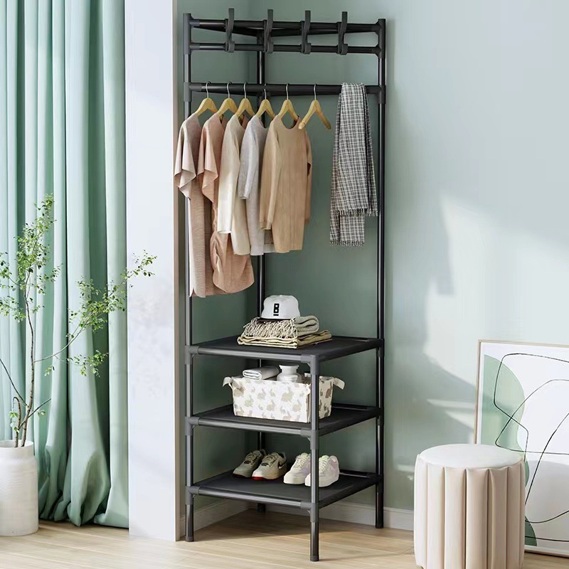 Picture of Corner Coat Rack Floor Hanger Multi-functional Bedroom Modern Simple Metal Storage Rack Household Hanger