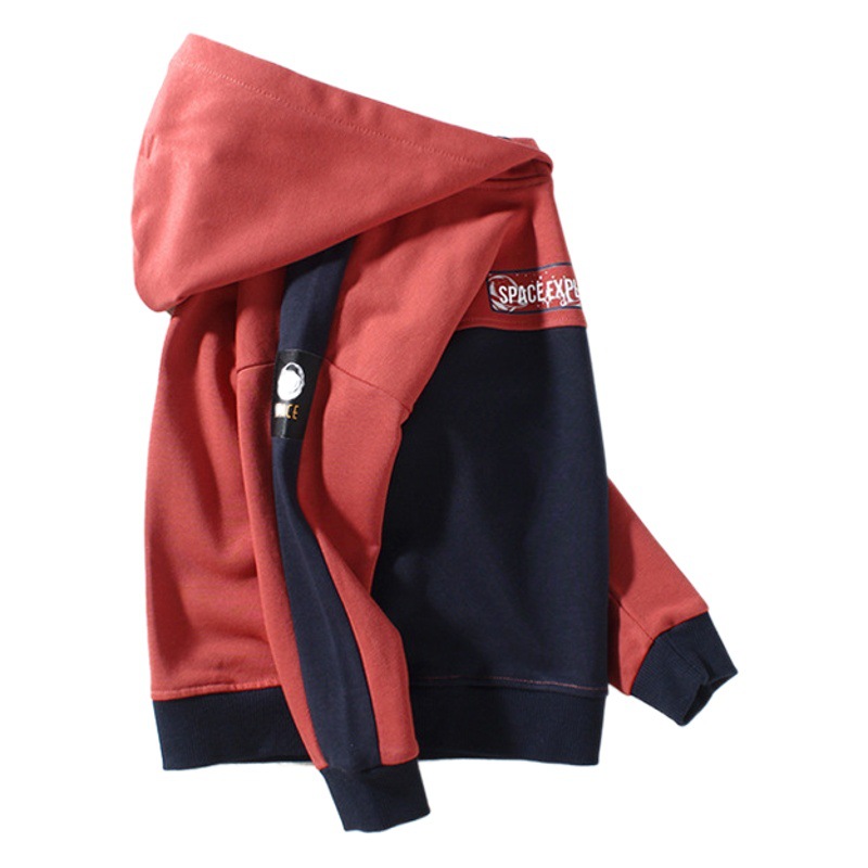 Spring Korean Style New Top Children's Sweetshirt Large Children's Color Contrast Hooded Long Sleeve Sweetshirt Boys Sweetshirt Clearance