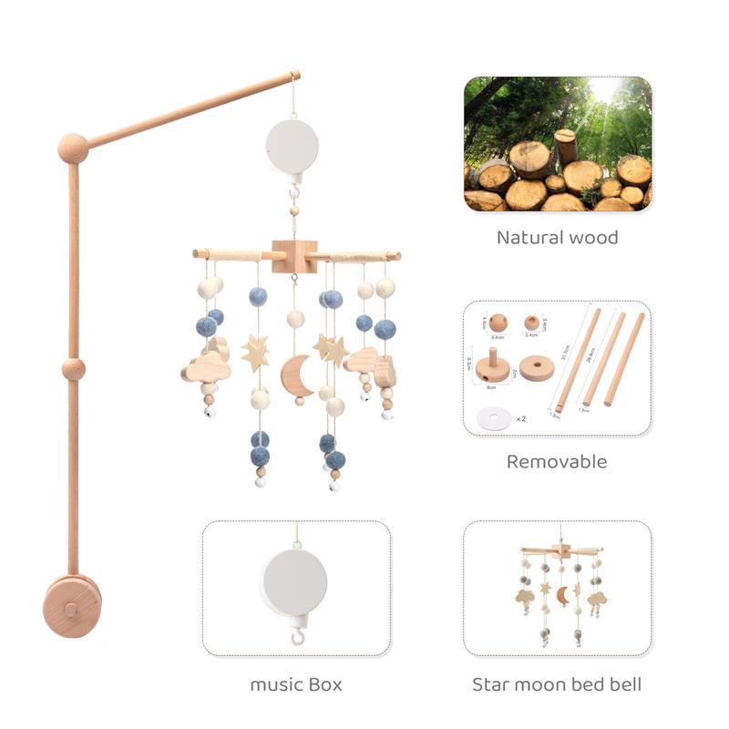 Picture of Nordic style foreign trade baby bed bell accessories bracket infant comfort toy music box bed bell bracket three-piece set