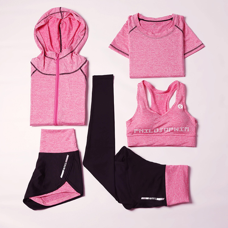 Picture of 2019 new yoga clothing suit tremolo explosion five-piece set of slim slim quick-drying clothing professional running sportswear