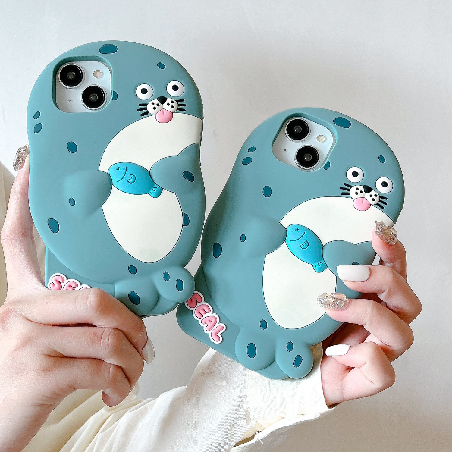 Creative cartoon three-dimensional seal iphone15promax Apple 14 mobile phone case for silicone new 13 soft