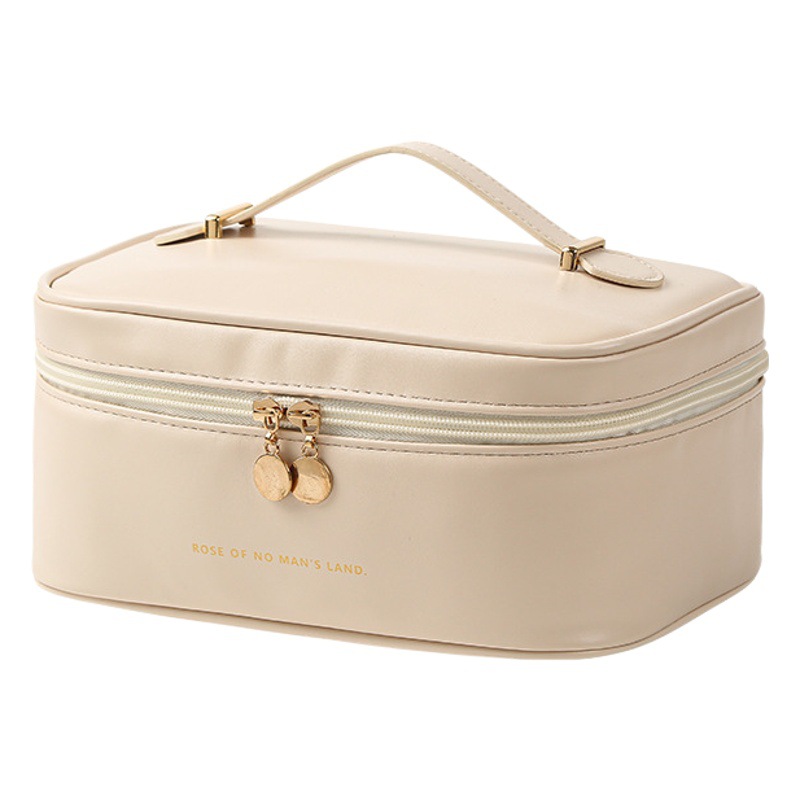 Spot Wholesale Cross-Border Pu Satchel Cosmetic Bag with High Appearance and Large Capacity Satchel Waterproof Cosmetics Bag Travel Toiletry Bag