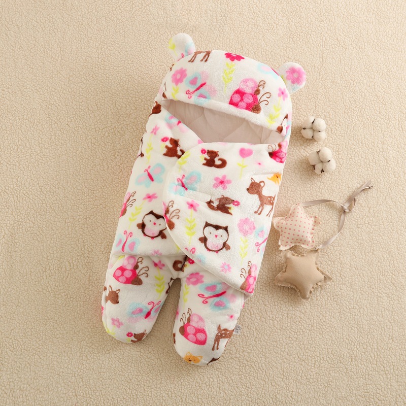 Picture of Baby Cushion Flannel Baby Sleeping Bag Thickened Split Leg Kick-proof Cushion Baby Bag Autumn and Winter Newborn Swaddle Bag