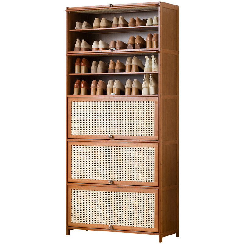 Picture of Rattan-like Shoe Cabinet Household Door Simple Shoe Rack Economical Storage Indoor Good-looking Storage Multi-layer Dustproof Dormitory