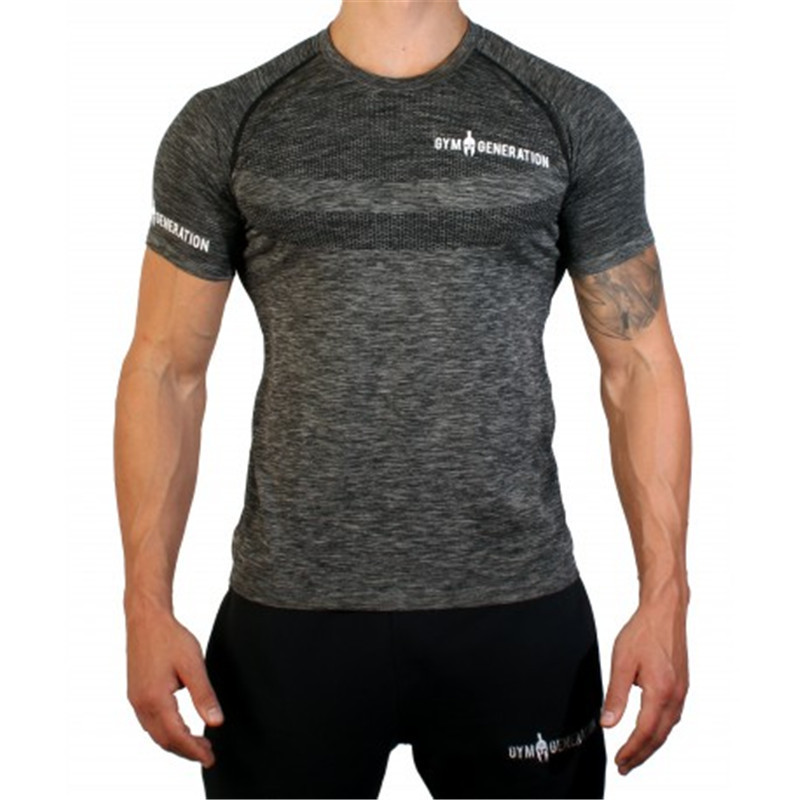 Picture of Muscle Fitness Men's Training Elastic Quick-drying T-shirt Running Suit Room Sports Exercise Quick-drying Short-sleeved Top
