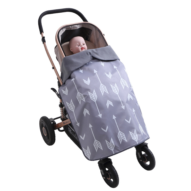 Picture of Autumn and Winter Baby Stroller Windshield Cover Blanket Strap Waist Stool Weatherproof Baby Blanket Thickened Warm Fleece