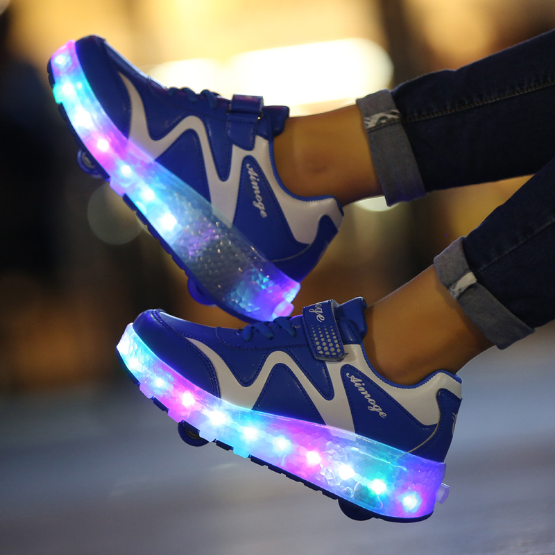 Picture of Children adult skates luminous shoes LED charging Boys single row invisible button girls luminous manufacturers