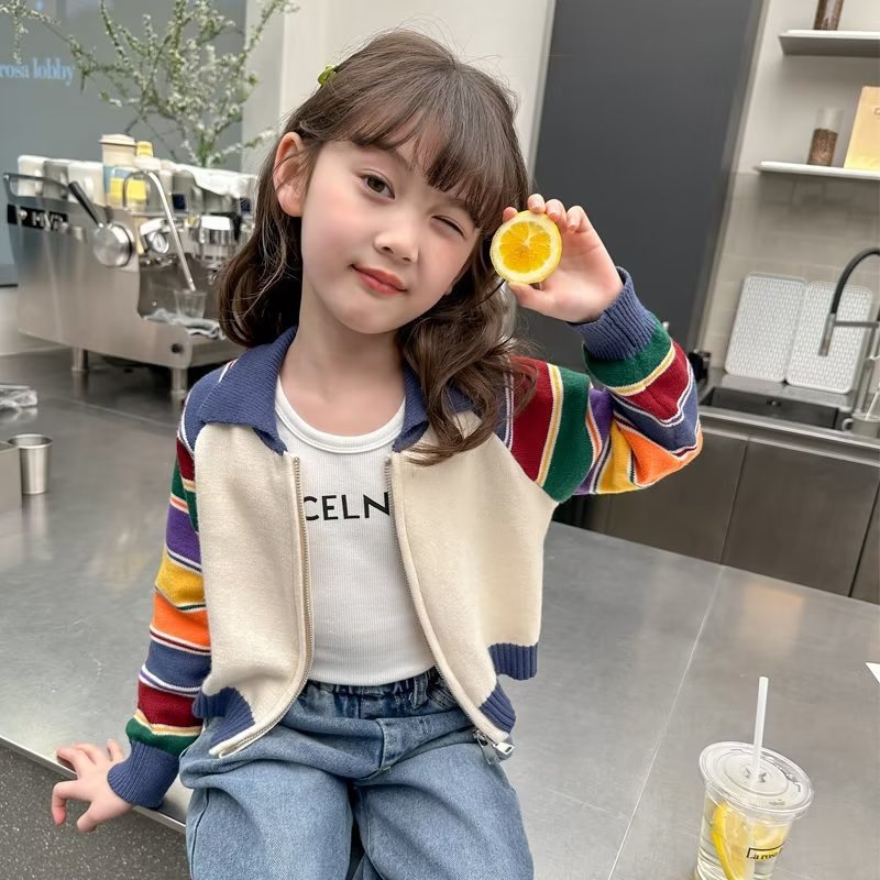 Picture of Girls' Sweater Coat Thin Spring and Autumn 2023 New Style Fashionable Autumn Children's Early Autumn Knitted Cardigan Autumn Wear