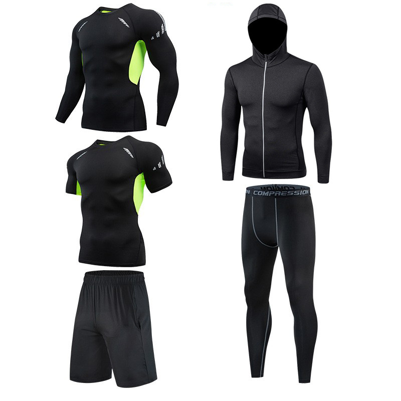 Picture of Fitness Clothes Running Clothes Men's Summer Ice Silk Quick-drying Clothes Equipment Training Hall Long-sleeved Physical Fitness Sportswear suit