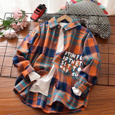 Picture of Boys' Long-Sleeved Shirts 2025 Spring & Fall New European and American Kidsren's Plaid Brushed Shirts Are Ready for Direct Supply and Dropshipping